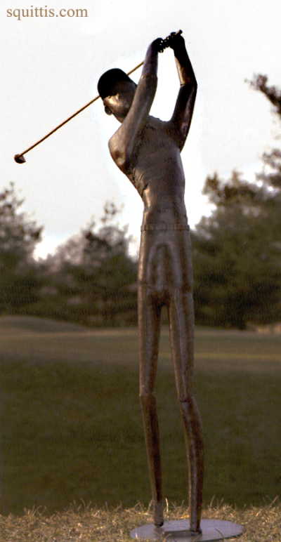 Outdoor metal golfer statue