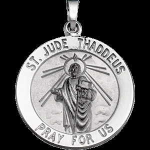 St. Jude medal in white gold